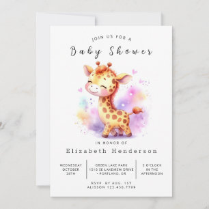 Enchanted Editable Giraffe Baby Shower Einladung