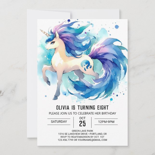 Enchanted Editable Horse Birthday Einladung (Vorderseite)