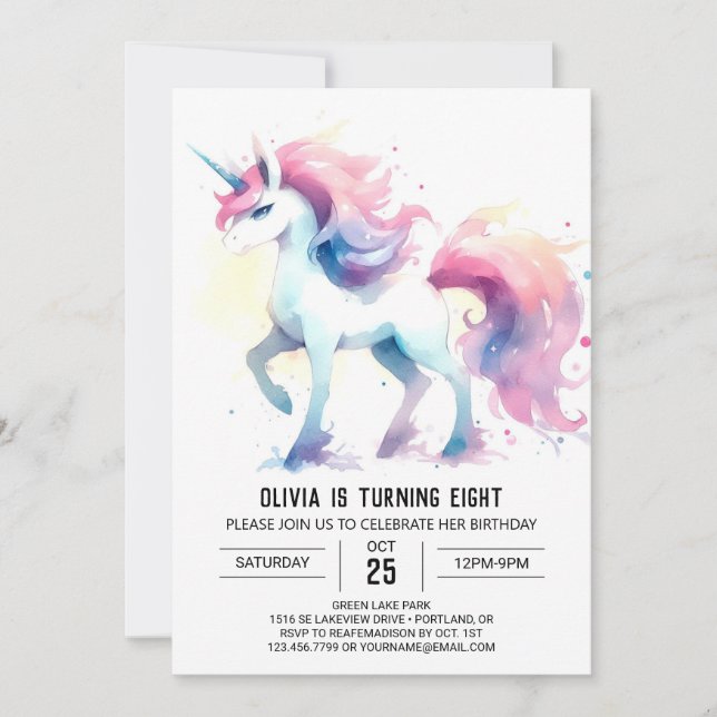 Enchanted Editable Horse Birthday Einladung (Vorderseite)