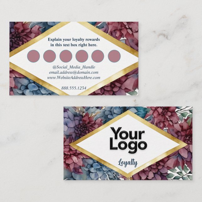 Enchanted Elegance Jewel Toned Floral Begleitkarte (Vorne/Hinten)