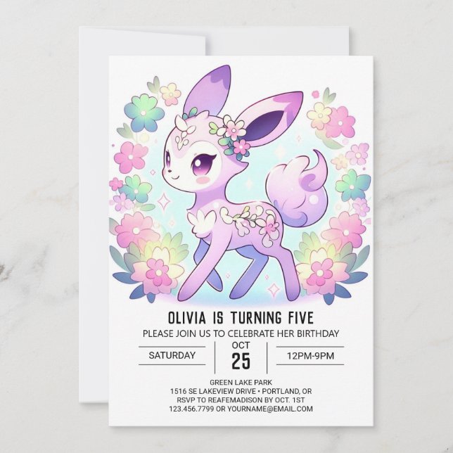 Enchanted Elegant Deer Digital Geburtstag Einladung (Vorderseite)