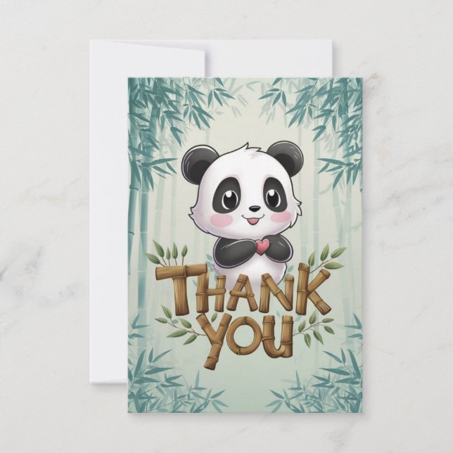 Enchanted Elegant Panda Dankeskarte (Vorderseite)