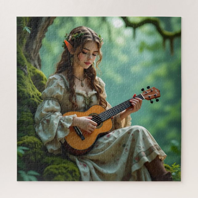 Enchanted  Elven Fairy Playing Ukulele Puzzle (Vertikal)