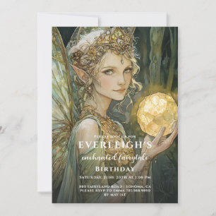 Enchanted Emerald Forest Fairy Birthday Einladung