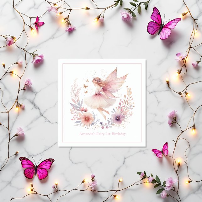 Enchanted Fairy 1. Geburtstag Party Serviette (Enchanted Fairy 1st Birthday Party Napkins)