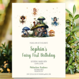 Enchanted Fairy First Birthday Mushroom Einladung