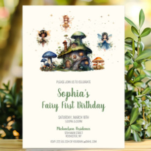 Enchanted Fairy First Birthday Mushroom Einladung