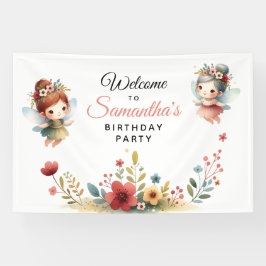 Enchanted Fairy Garden Girl Birthday Party Banner