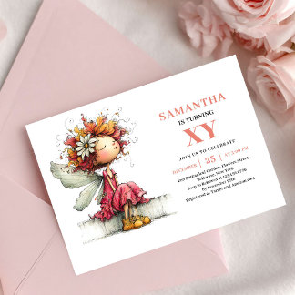 Enchanted Fairy Girl Birthday Pink Floral invite Einladung