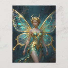 Enchanted Fairy in Gold and Turquoise  Postkarte