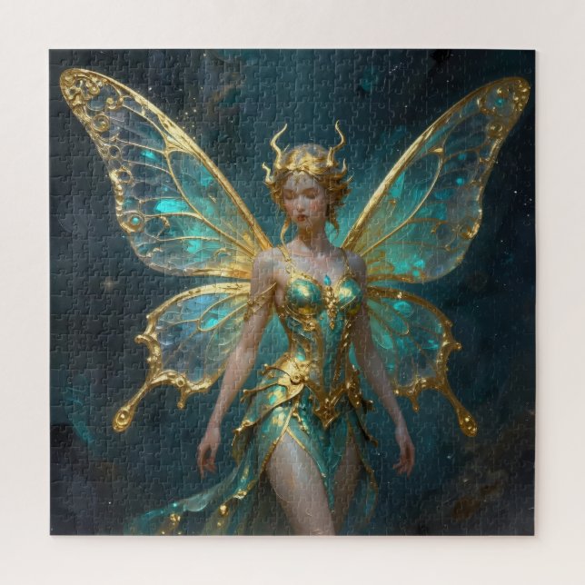 Enchanted Fairy in Gold and Turquoise  Puzzle (Vertikal)