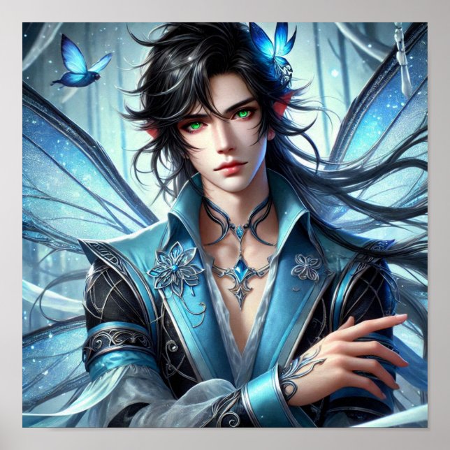 Enchanted Fairy Prince with Emerald Eyes Poster (Vorne)