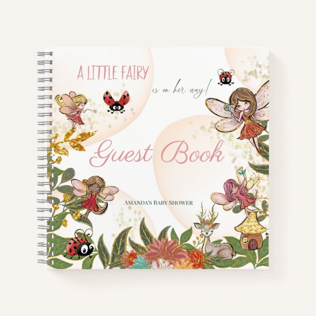 Enchanted Fairy Whimsical Girl Ladybug Gästebuch Notizbuch (Vorderseite)