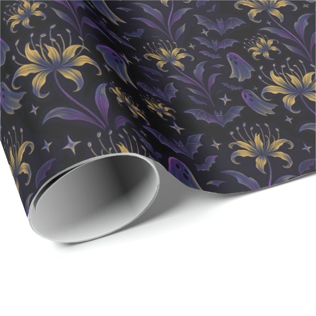 Enchanted Floral Bat Wrapping Paper Geschenkpapier (Rolleneckpunkt)
