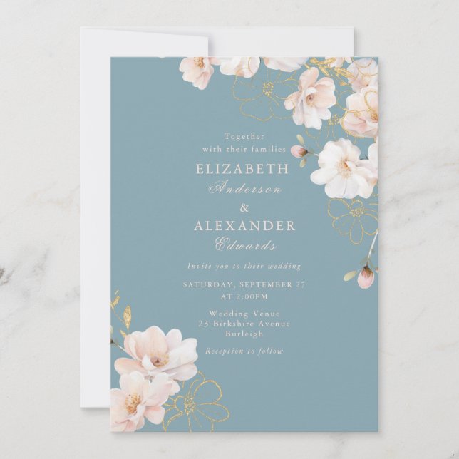Enchanted Florals Wildflower Wedding Einladung (Vorderseite)