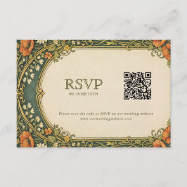 Enchanted Forest Art Nouveau RSVP with QR Code Begleitkarte