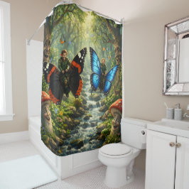 Enchanted Forest elf butterfly rider shower curtai Duschvorhang