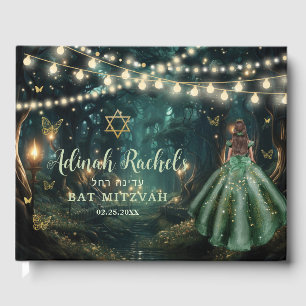 Enchanted Forest Emerald Green Star Bat Mitzvah Gästebuch
