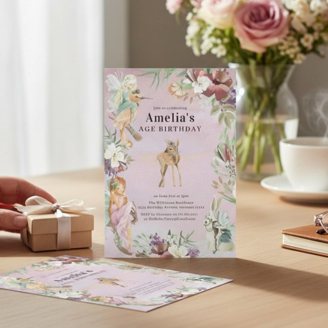 Enchanted Forest Fairy Birthday Party Invite Einladung (Von Creator hochgeladen)