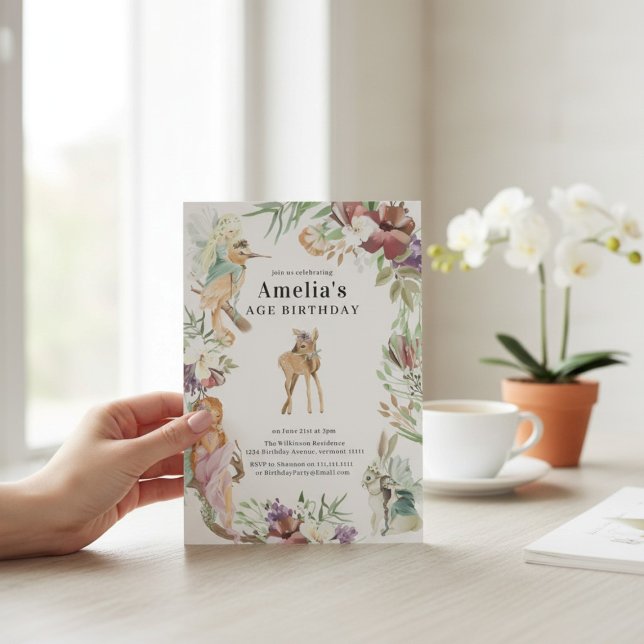 Enchanted Forest Fairy Birthday Party Invite Einladung (Von Creator hochgeladen)