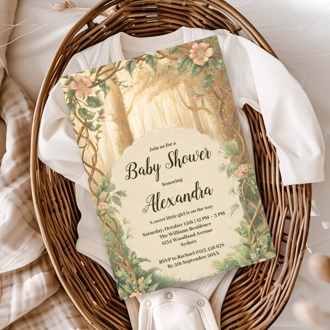 Enchanted Forest Girl Baby Shower Einladung (Von Creator hochgeladen)
