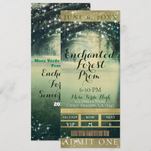 Enchanted Forest Green Blue Prom VIP Party-Ticket Einladung