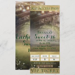 Enchanted Forest Lights VIP Sweet 16 Party-Ticket Einladung