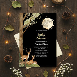 Enchanted Forest Moonlight Deer Baby Shower  Einladung