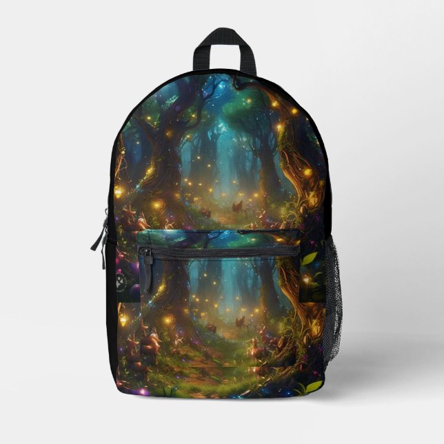 Enchanted Forest of Jugnu Lights Bedruckter Rucksack (Vorderseite)