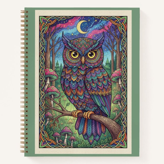 Enchanted Forest Owl Moon Zentangle Journal Notizbuch (Vorderseite)