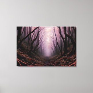 Enchanted Forest Path – Pink Dark Landscape Canvas Leinwanddruck