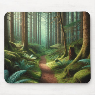 Enchanted Forest Path – Tranquil Green Escape Mousepad