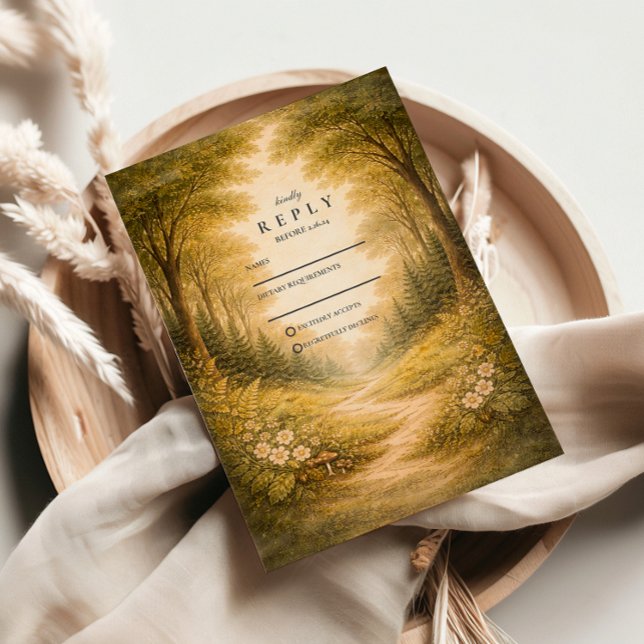 Enchanted Forest Path Wedding RSVP Karte (Von Creator hochgeladen)