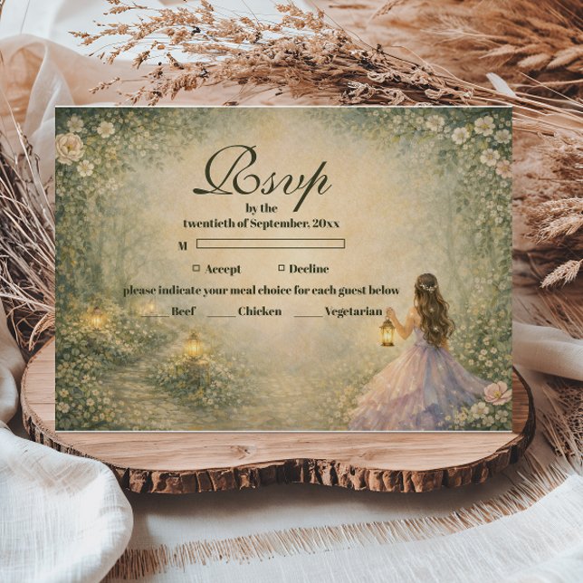 Enchanted Forest Princess Quinceañera RSVP Karte (Von Creator hochgeladen)