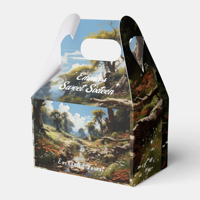 Enchanted Forest Sweet 16  Frog Rabbits Deer Geschenkschachtel (Vorderseite)