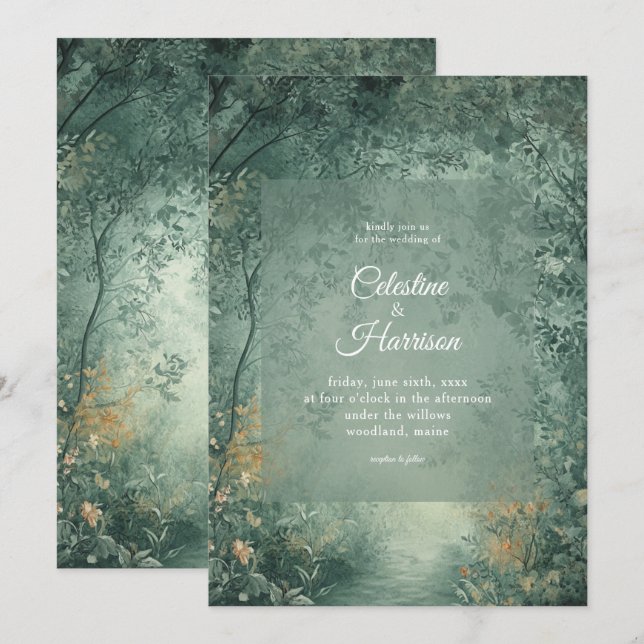Enchanted Forest Wedding Einladung (Vorne/Hinten)