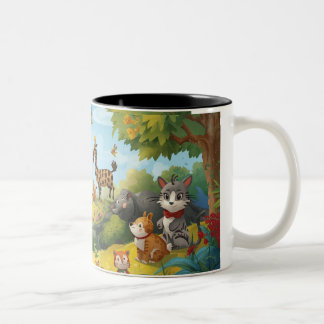 enchanted forest with animals zweifarbige tasse