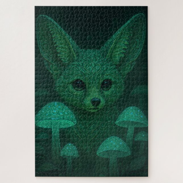 Enchanted Fox & Bioluminescent Mushrooms Fairycore Puzzle (Vertikal)