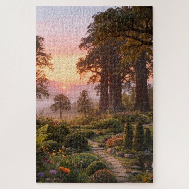 Enchanted Garden at Dawn Majestic Trees Puzzle (Vertikal)