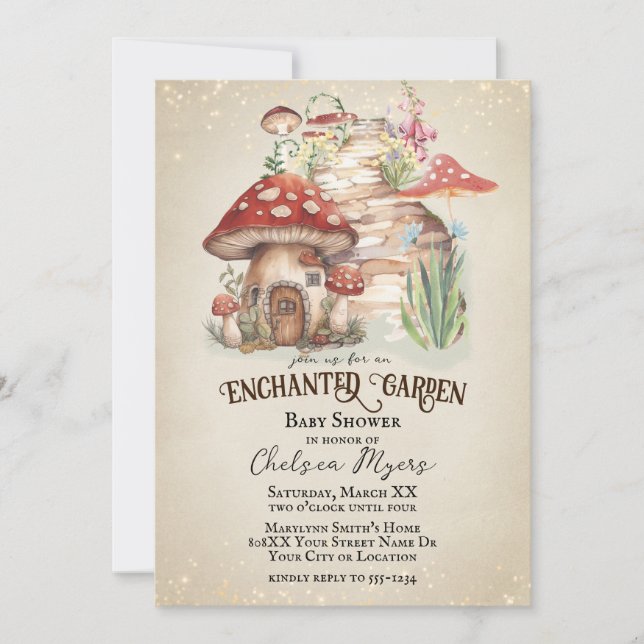 Enchanted Garden Baby Shower Einladung (Vorderseite)