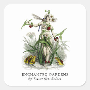 Enchanted Garden Gardener Landscaper Product Label Quadratischer Aufkleber