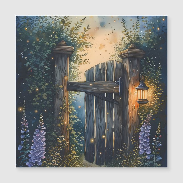 Enchanted Garden Gate Firefly Sky Magnetkarte (Vorderseite)