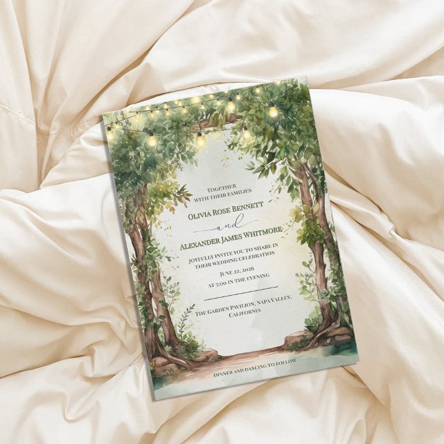 Enchanted Garden String Lights Romantic Wedding Einladung (Enchanted Garden String Lights Wedding Invitation | Romantic Outdoor Garden Wedding Invite)