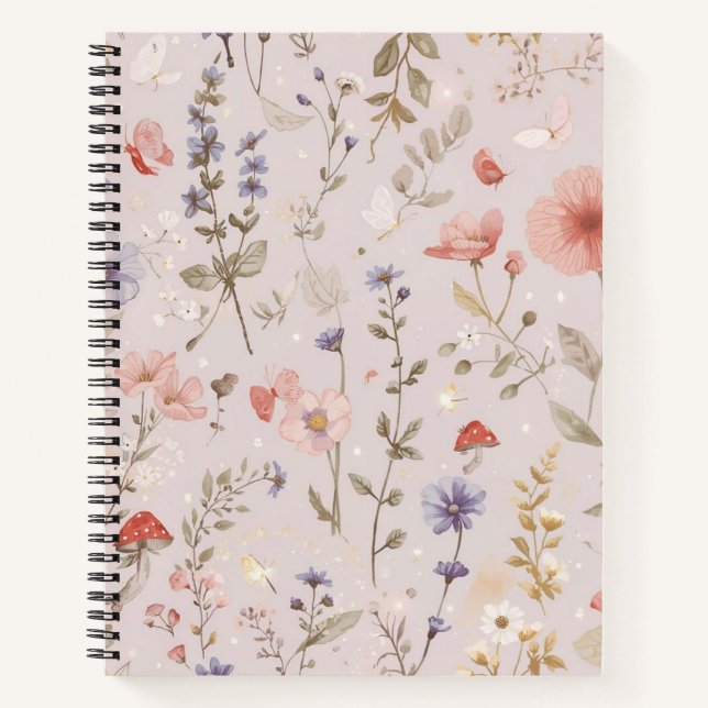 Enchanted Garden Wildflower Butterfly Botanical Notizbuch (Vorderseite)