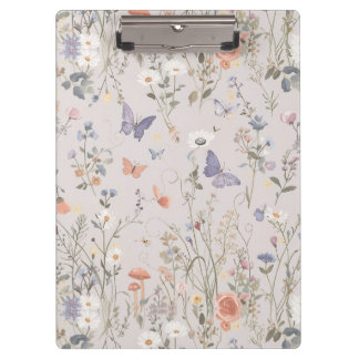 Enchanted Garden Wildflower Butterfly Whimsical Klemmbrett
