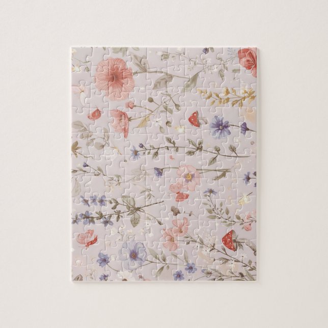 Enchanted Garden Wildflower Butterfly Whimsical Puzzle (Vertikal)