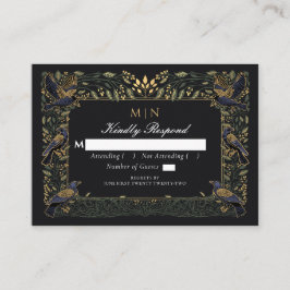 Enchanted Gothic Raven Floral Wedding Green UAWG Begleitkarte