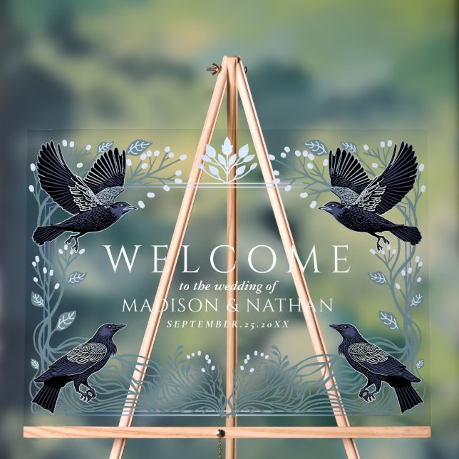 Enchanted Gothic Raven Wedding Welcome Acrylschild (Neutral)