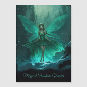 Enchanted Green Fairy Christmas Magnetic Card Magnetkarte