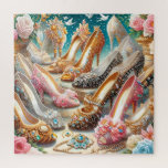 Enchanted Heels Square Puzzle 676 pcs<br><div class="desc">Step into a fairytale of fashion with this stunning 676-piece puzzle, featuring an exquisite collection of bejeweled high heels surrounded by roses, doves, and opulent detail. Perfect for shoe lovers, puzzle enthusiasts, and anyone enchanted by luxurious design, this puzzle blends intricate detail with dreamy elegance. A delightful challenge and a...</div>